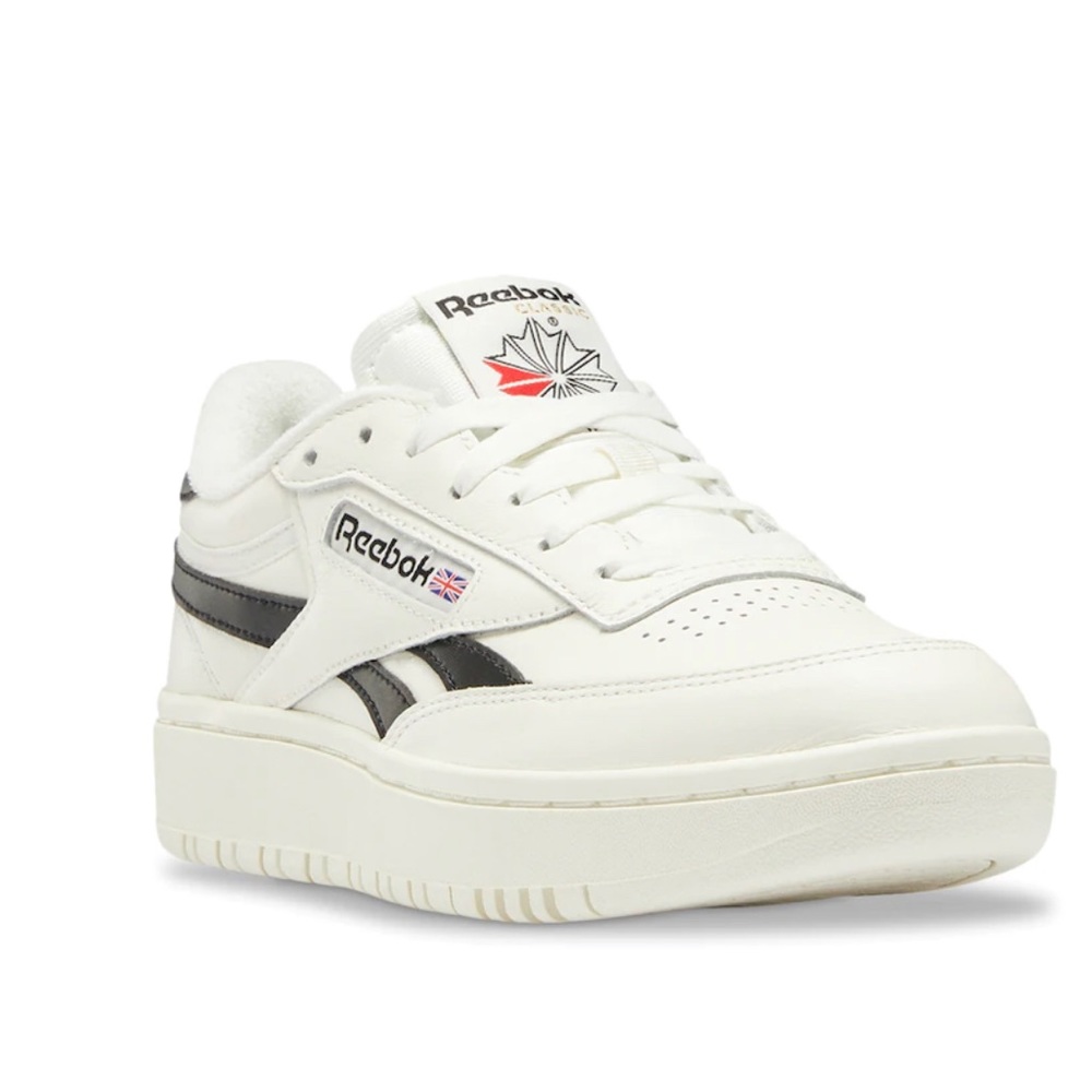 Reebok Club C Double Sneaker White Leather with Black Accents